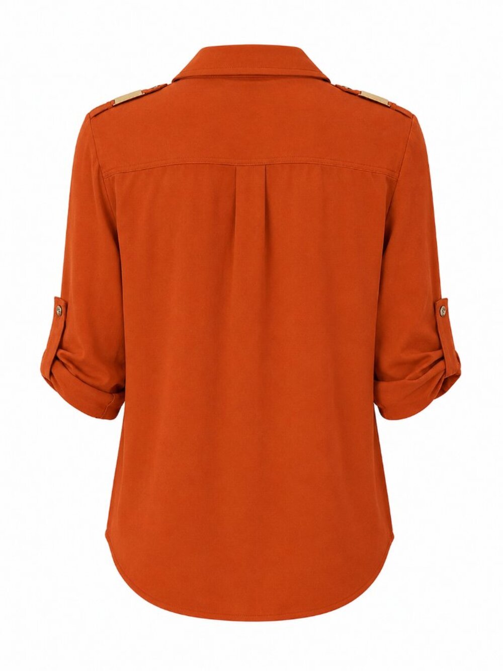 Grace Rust Satin Button Down Top Size XS NWT Classic Collared Blouse - Picture 6 of 6